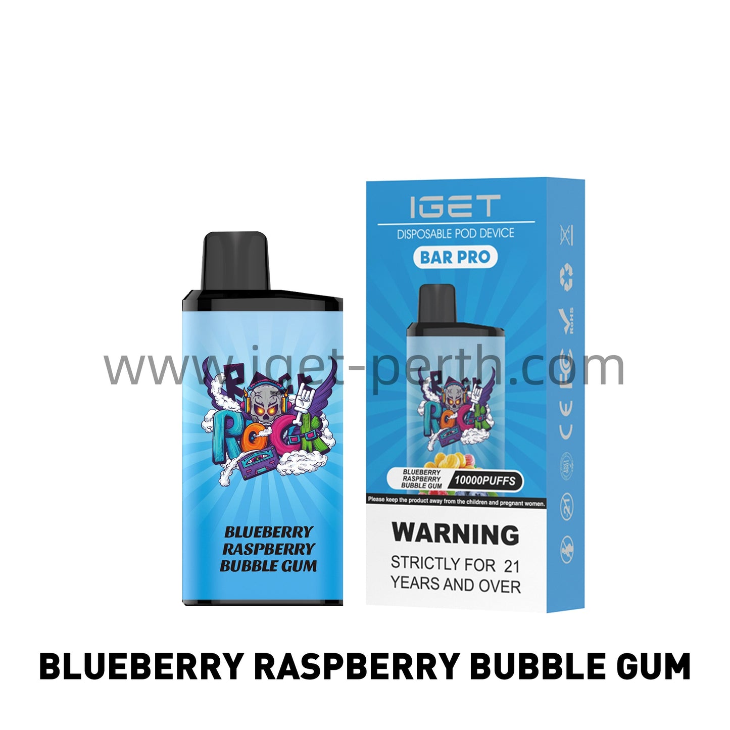 Iget Bar Pro 10000 Puffs-Blueberry Raspberry Bubble Gum