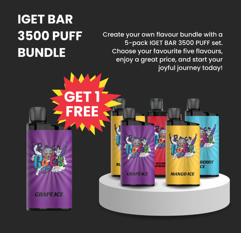 5x lGET Bar 3500 Puffs Bundle Get 1 Free